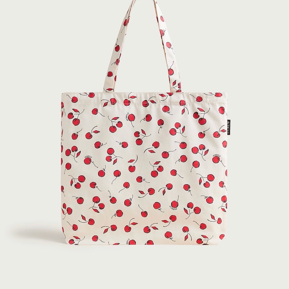 J. Crew Red Cherry Pattern Tote